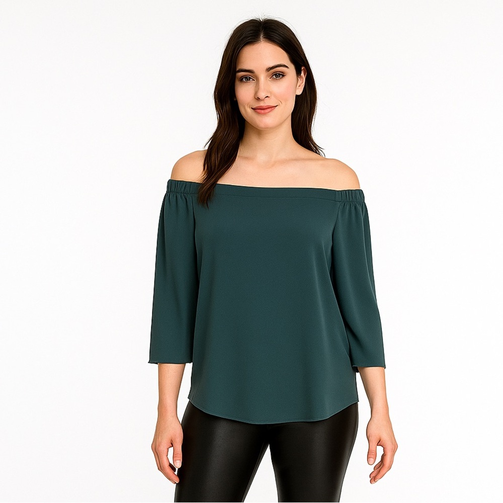 NWOT Ann Taylor Off-Shoulder Blouse in Forest Size M